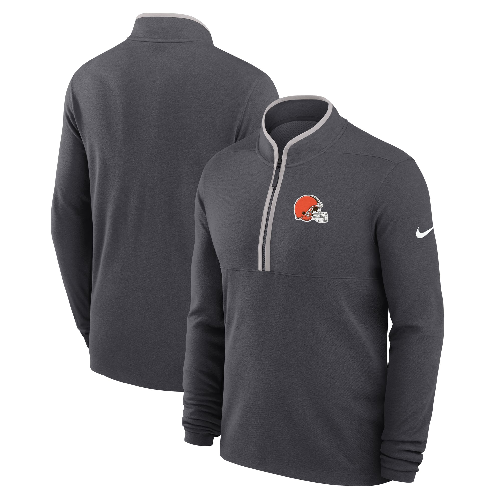 Men's Nike Anthracite Cleveland Browns Primetime Victory Dri-FIT Half-Zip Pullover